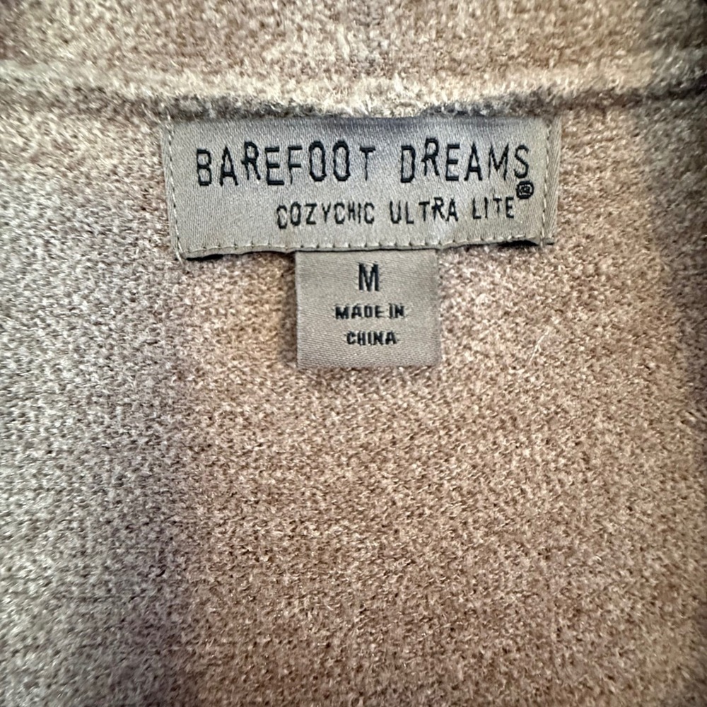 Barefoot Dreams Cardigan‎ Women Medium Taupe Excellent CozyChic Ultra Lite Open - Picture 2 of 11